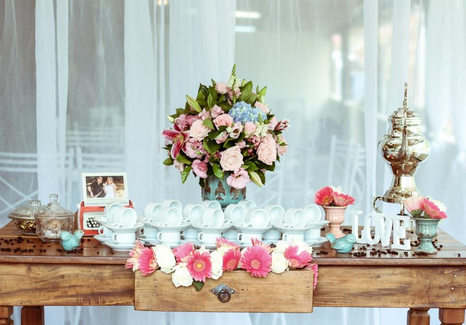 Cups and saucers arranged together