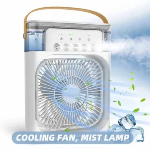 Portable Air Conditioner Fan Usb Electric Fan With Led Night Light, Fine Mist Water, And Humidifier Function | Led Night Light Water Mist – Random Color